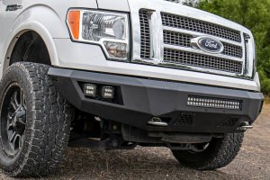Ford F-150 Front Bumper - Rough Country - LED with Rough Country LED Cubes and Light Bar - Flat Black - '09-'14